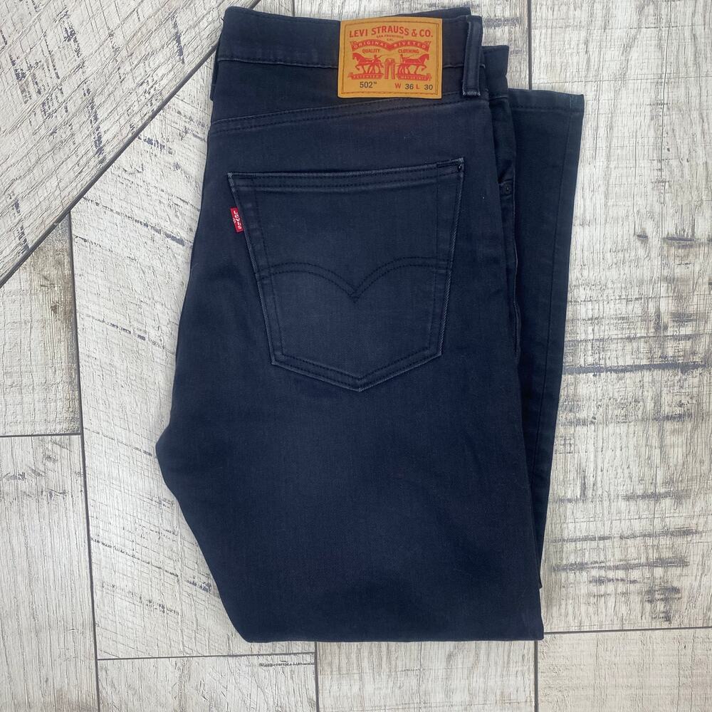 LEVI’S® Men’s 502™ REGULAR TAPER FIT STRETCH JEANS BLACK 36 x 30 - Picture 10 of 12